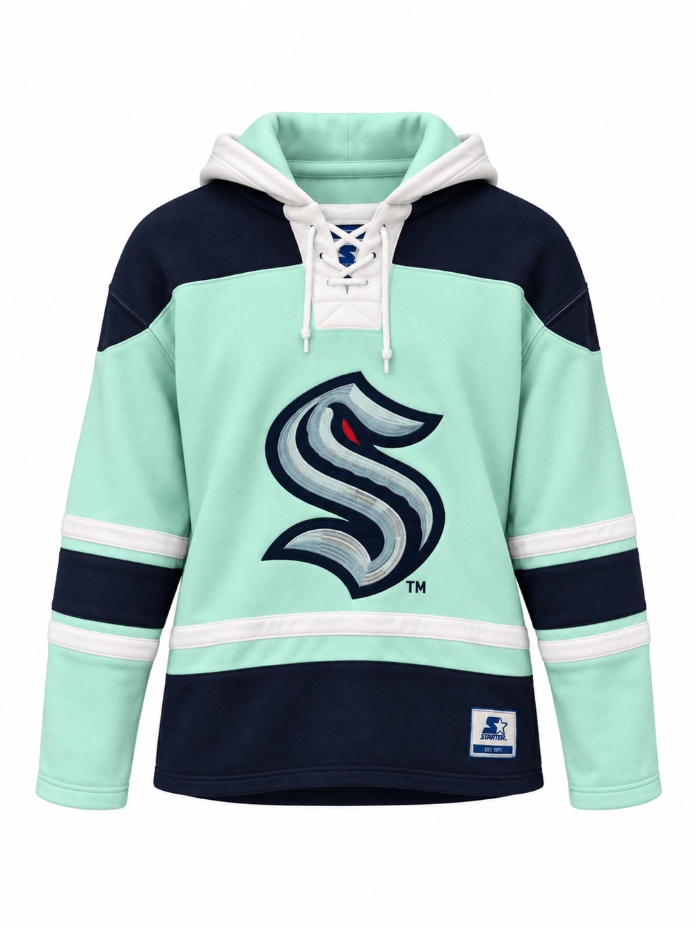 Seattle Kraken Light Blue Heritage Hoodie Lace-Up NHL Pullover Sweatshirt Large